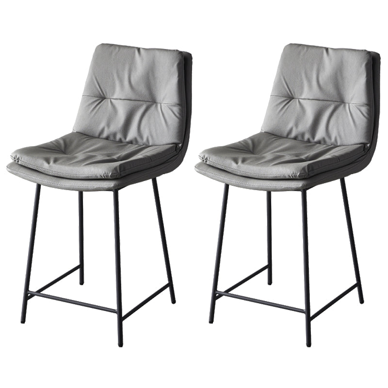 Contemporary Metal Leather Bar Stools Indoor Barstool with Iron Legs and Footrest