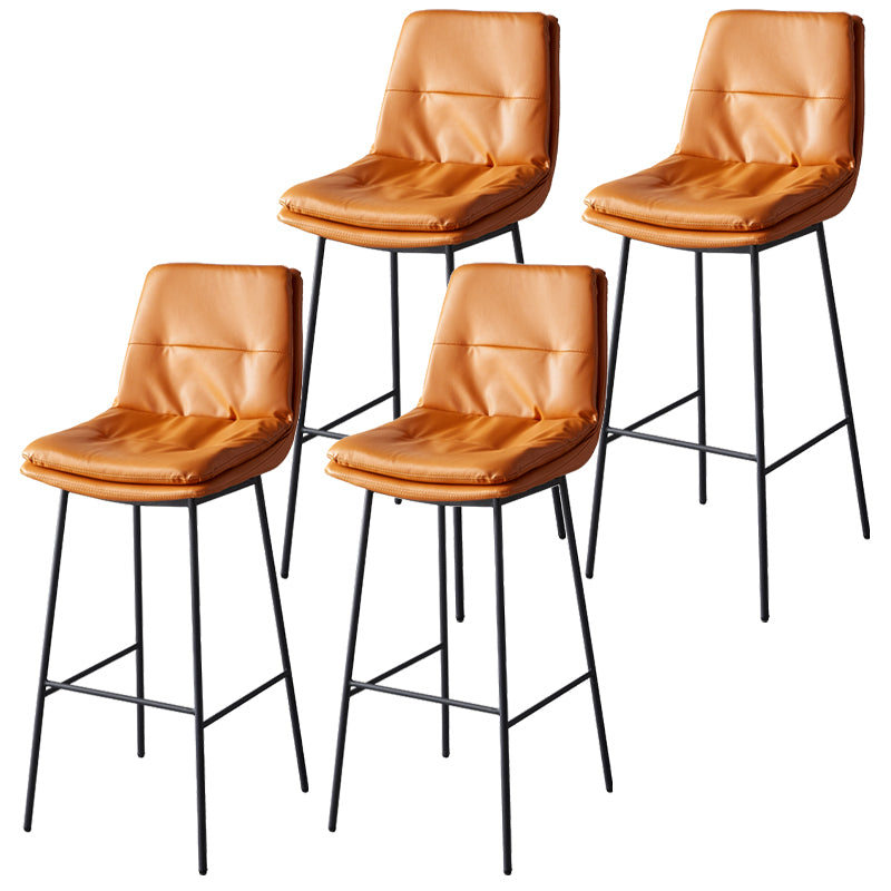 Contemporary Metal Leather Bar Stools Indoor Barstool with Iron Legs and Footrest