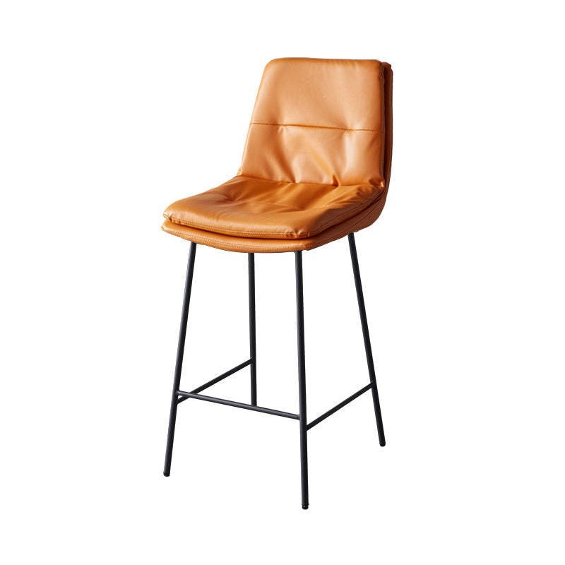 Contemporary Metal Leather Bar Stools Indoor Barstool with Iron Legs and Footrest