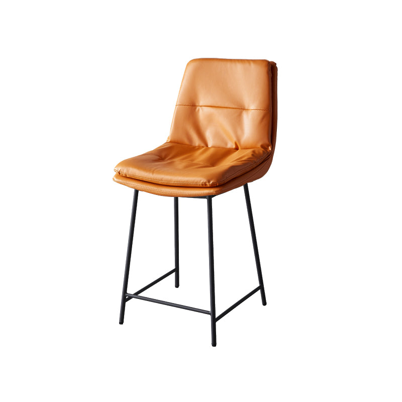 Contemporary Metal Leather Bar Stools Indoor Barstool with Iron Legs and Footrest