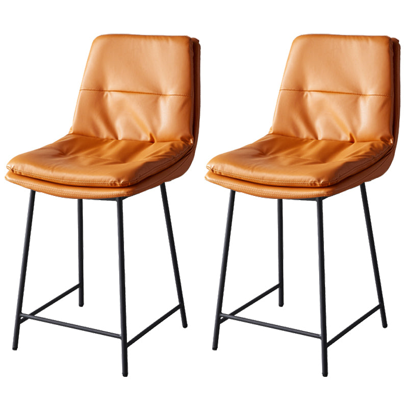 Contemporary Metal Leather Bar Stools Indoor Barstool with Iron Legs and Footrest