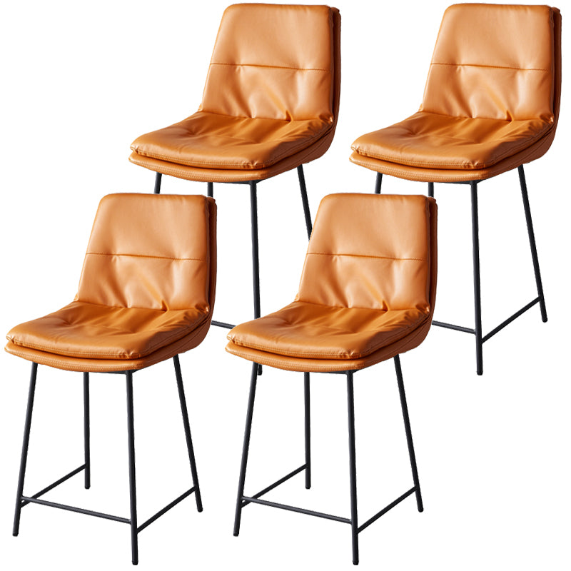 Contemporary Metal Leather Bar Stools Indoor Barstool with Iron Legs and Footrest