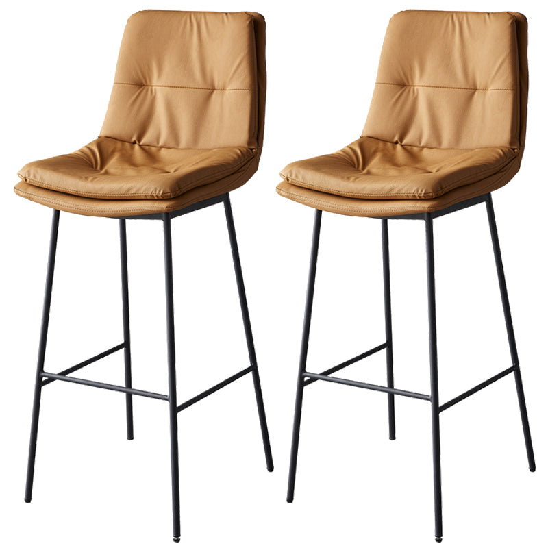 Contemporary Metal Leather Bar Stools Indoor Barstool with Iron Legs and Footrest