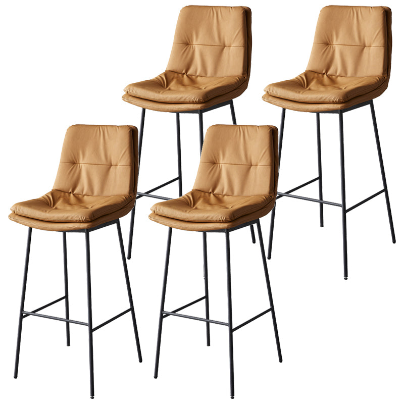 Contemporary Metal Leather Bar Stools Indoor Barstool with Iron Legs and Footrest