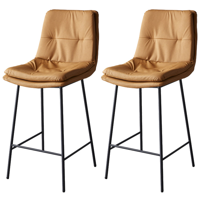 Contemporary Metal Leather Bar Stools Indoor Barstool with Iron Legs and Footrest