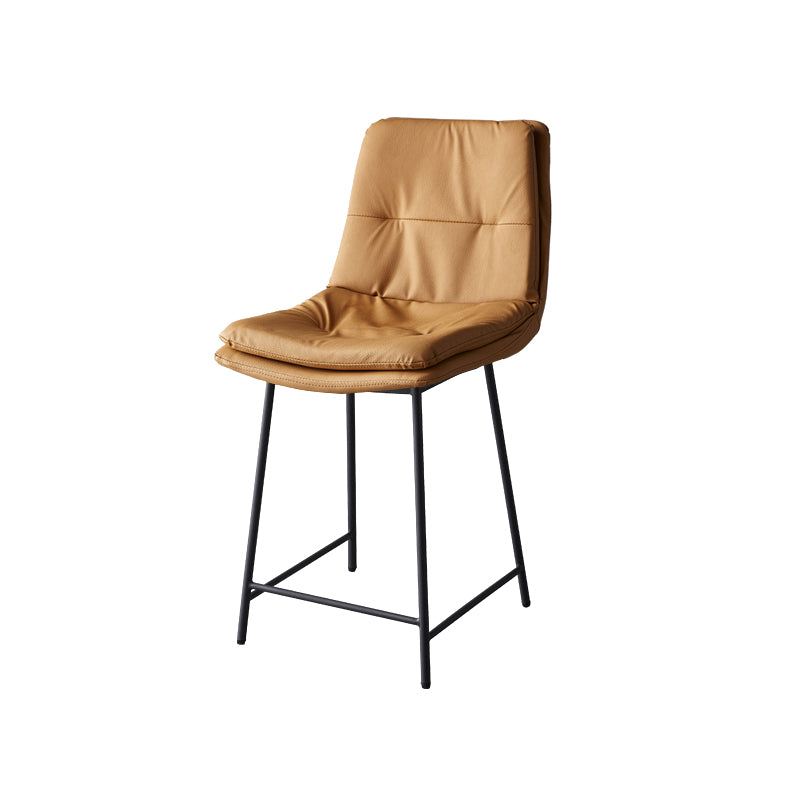 Contemporary Metal Leather Bar Stools Indoor Barstool with Iron Legs and Footrest