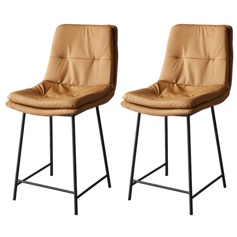 Contemporary Metal Leather Bar Stools Indoor Barstool with Iron Legs and Footrest