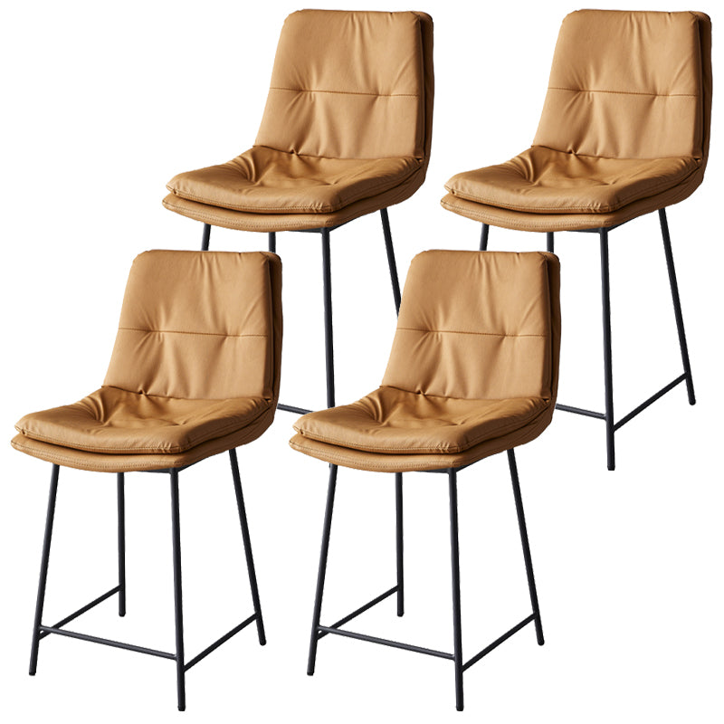 Contemporary Metal Leather Bar Stools Indoor Barstool with Iron Legs and Footrest