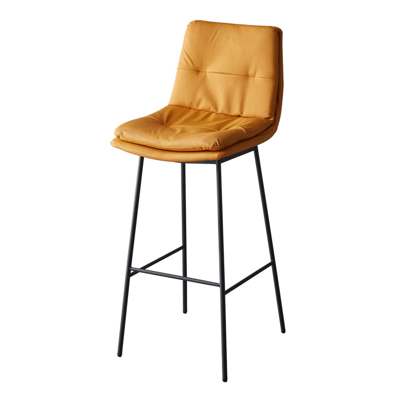 Contemporary Metal Leather Bar Stools Indoor Barstool with Iron Legs and Footrest