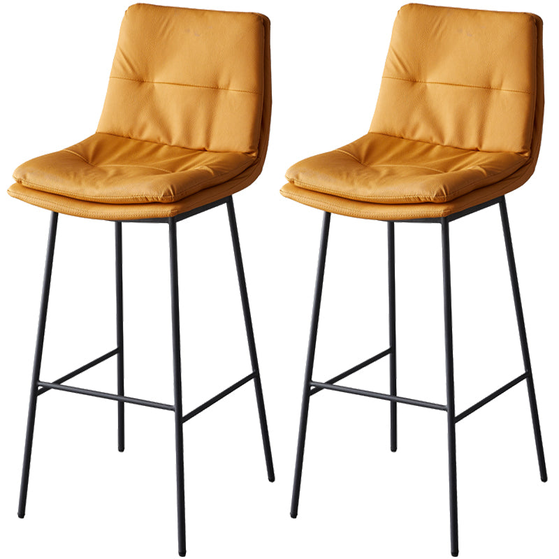 Contemporary Metal Leather Bar Stools Indoor Barstool with Iron Legs and Footrest