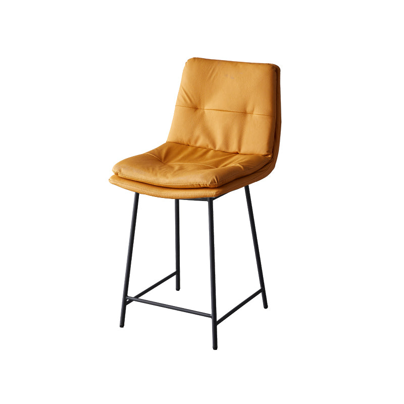 Contemporary Metal Leather Bar Stools Indoor Barstool with Iron Legs and Footrest