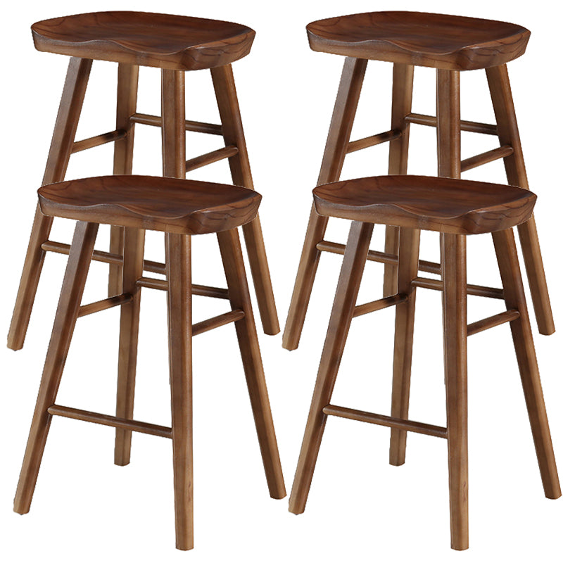 Industrial Style Bar-stool with Wooden Legs Saddle Seat Counter Stool for Kitchen Bar