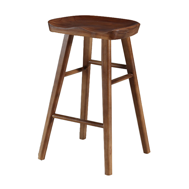 Industrial Style Bar-stool with Wooden Legs Saddle Seat Counter Stool for Kitchen Bar