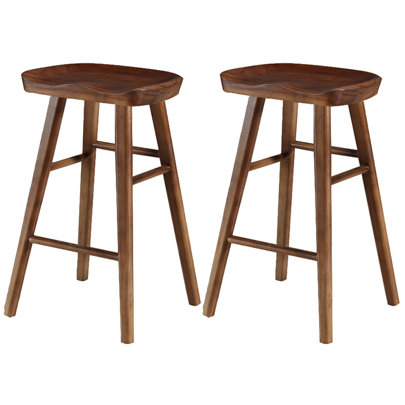 Industrial Style Bar-stool with Wooden Legs Saddle Seat Counter Stool for Kitchen Bar