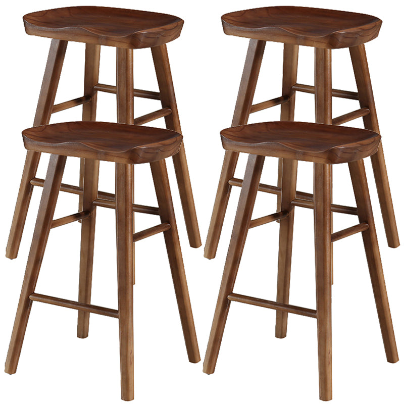Industrial Style Bar-stool with Wooden Legs Saddle Seat Counter Stool for Kitchen Bar