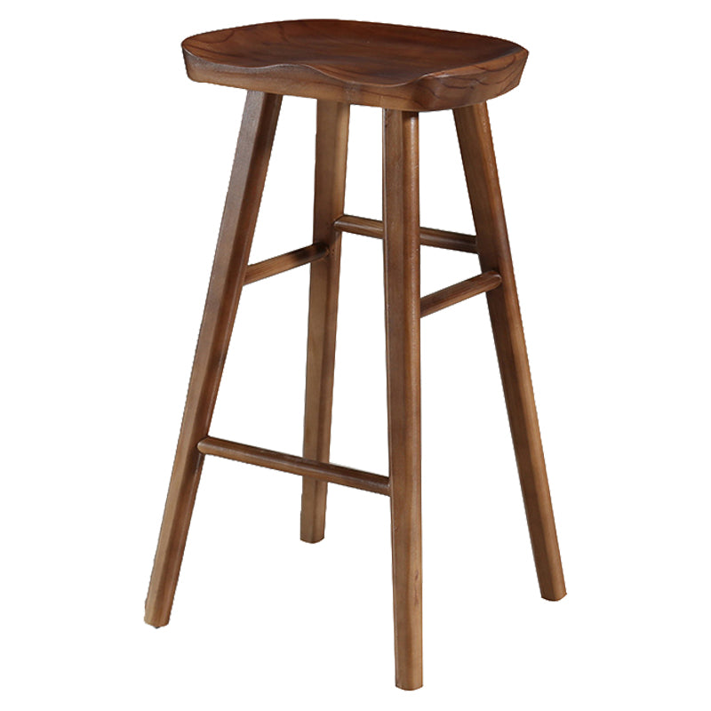 Industrial Style Bar-stool with Wooden Legs Saddle Seat Counter Stool for Kitchen Bar
