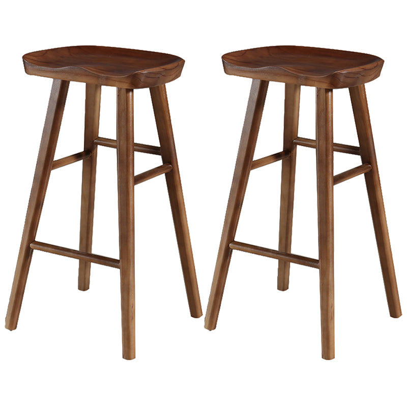 Industrial Style Bar-stool with Wooden Legs Saddle Seat Counter Stool for Kitchen Bar