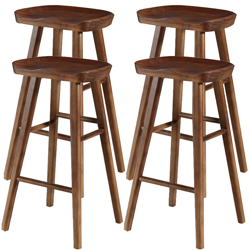 Industrial Style Bar-stool with Wooden Legs Saddle Seat Counter Stool for Kitchen Bar