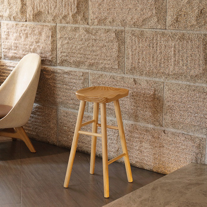 Industrial Style Bar-stool with Wooden Legs Saddle Seat Counter Stool for Kitchen Bar