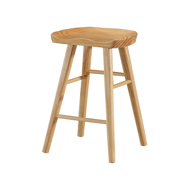 Industrial Style Bar-stool with Wooden Legs Saddle Seat Counter Stool for Kitchen Bar