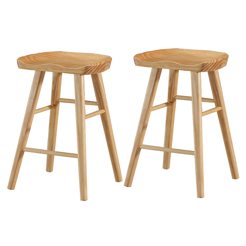 Industrial Style Bar-stool with Wooden Legs Saddle Seat Counter Stool for Kitchen Bar