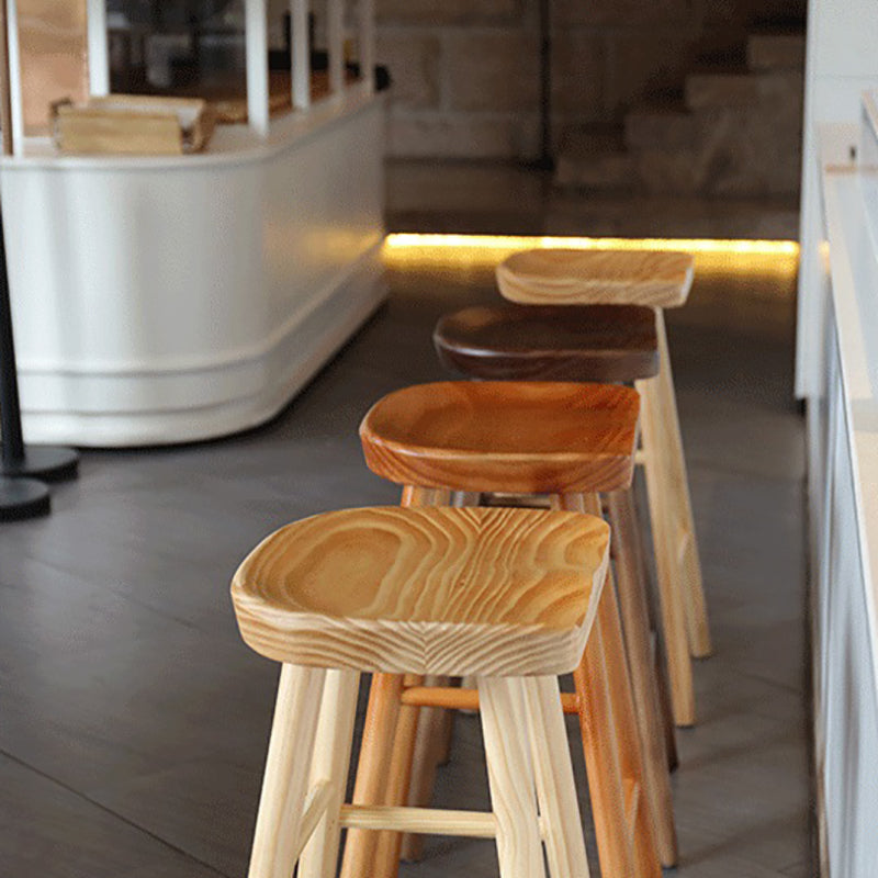 Industrial Style Bar-stool with Wooden Legs Saddle Seat Counter Stool for Kitchen Bar