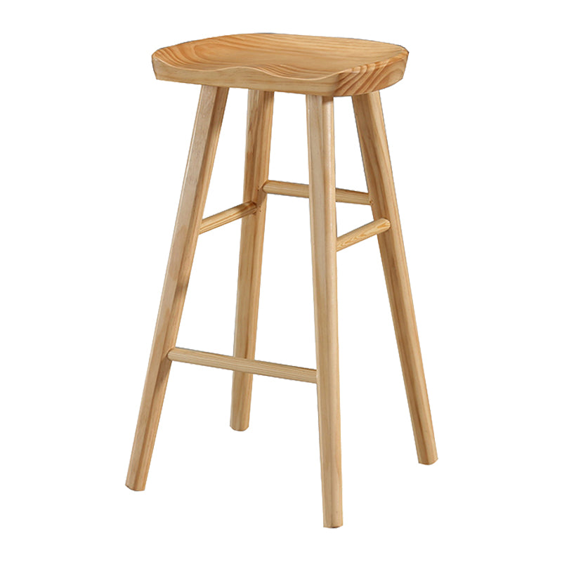 Industrial Style Bar-stool with Wooden Legs Saddle Seat Counter Stool for Kitchen Bar