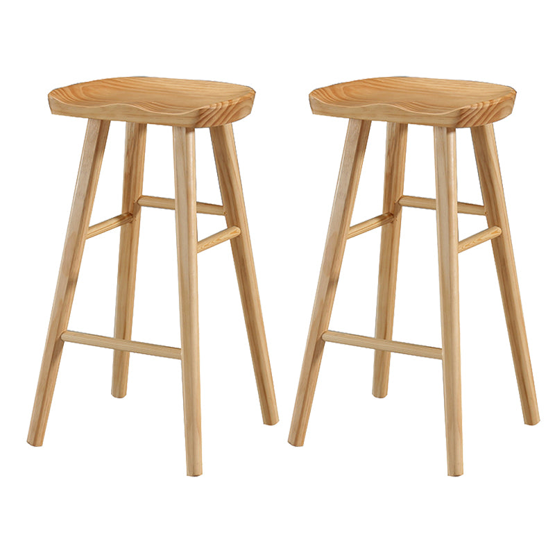 Industrial Style Bar-stool with Wooden Legs Saddle Seat Counter Stool for Kitchen Bar