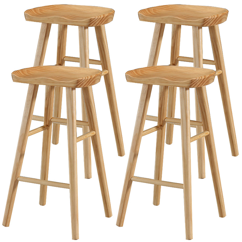 Industrial Style Bar-stool with Wooden Legs Saddle Seat Counter Stool for Kitchen Bar