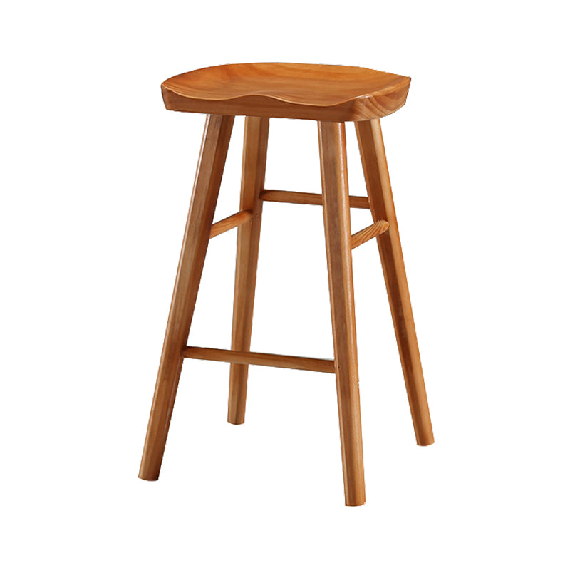 Industrial Style Bar-stool with Wooden Legs Saddle Seat Counter Stool for Kitchen Bar
