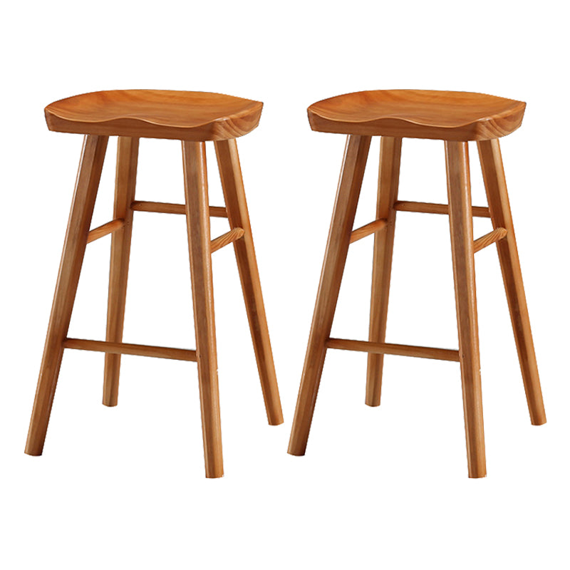 Industrial Style Bar-stool with Wooden Legs Saddle Seat Counter Stool for Kitchen Bar