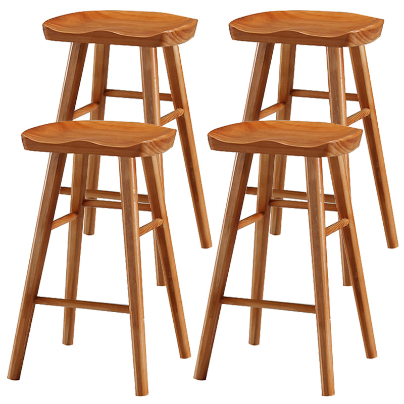 Industrial Style Bar-stool with Wooden Legs Saddle Seat Counter Stool for Kitchen Bar