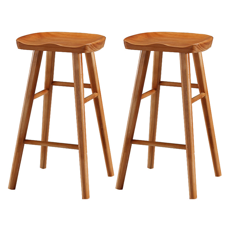 Industrial Style Bar-stool with Wooden Legs Saddle Seat Counter Stool for Kitchen Bar