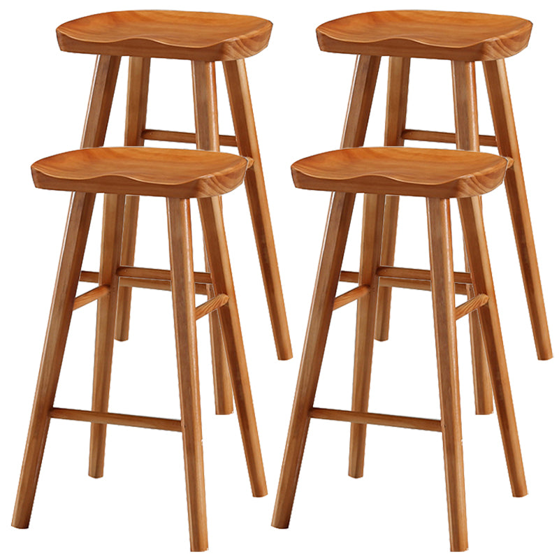 Industrial Style Bar-stool with Wooden Legs Saddle Seat Counter Stool for Kitchen Bar