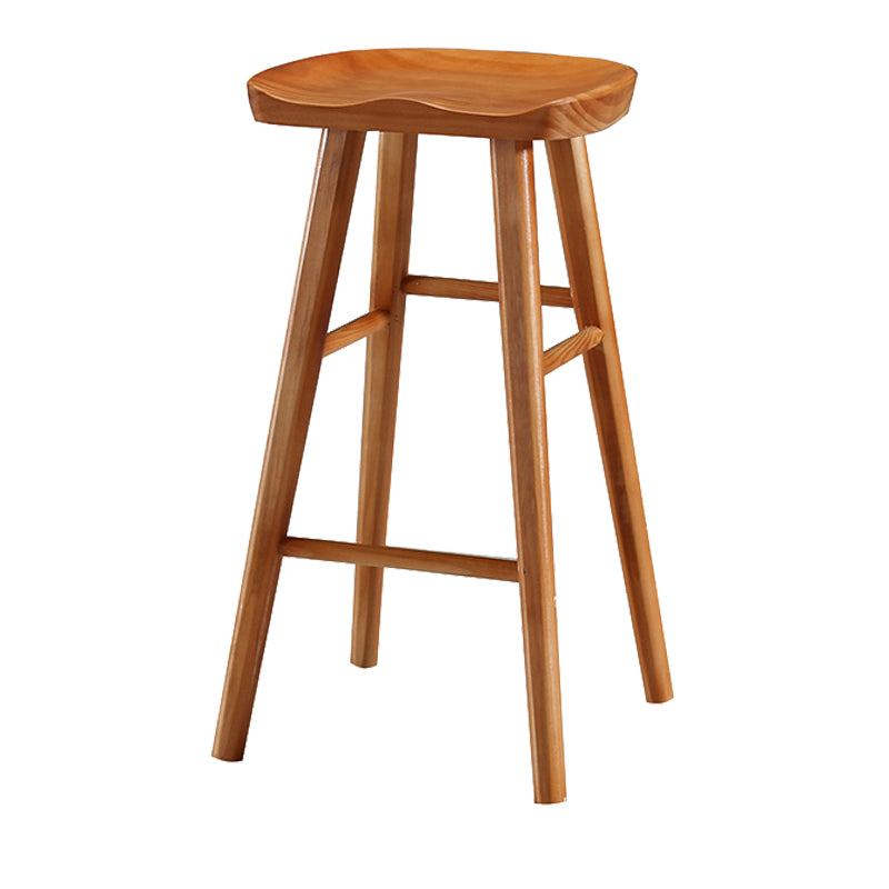 Industrial Style Bar-stool with Wooden Legs Saddle Seat Counter Stool for Kitchen Bar