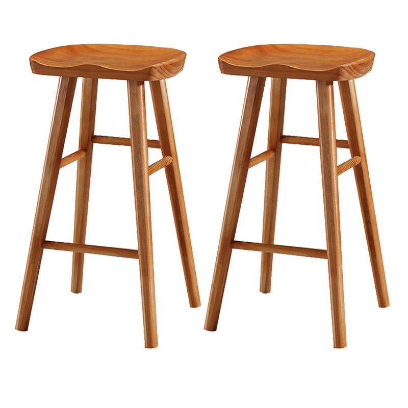 Industrial Style Bar-stool with Wooden Legs Saddle Seat Counter Stool for Kitchen Bar