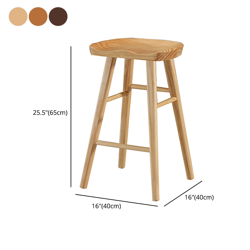 Industrial Style Bar-stool with Wooden Legs Saddle Seat Counter Stool for Kitchen Bar