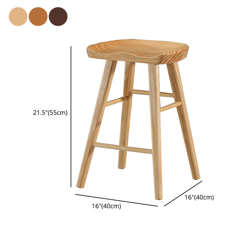 Industrial Style Bar-stool with Wooden Legs Saddle Seat Counter Stool for Kitchen Bar