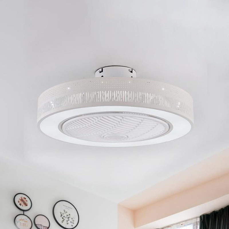 Modernistische lineare/quadratische Lüfterbeleuchtung LED Metal Semi Flush Mount Leuchte in Weiß für Wohnzimmer, 21,5 "breit