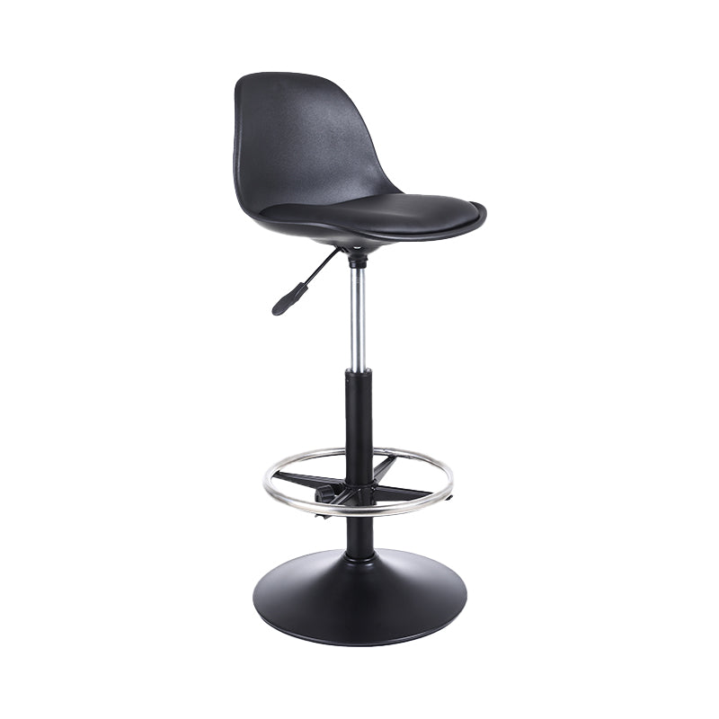Taburete de bar giratorio de cuero contemporáneo, taburete de bar con respaldo bajo para interiores y patas de hierro