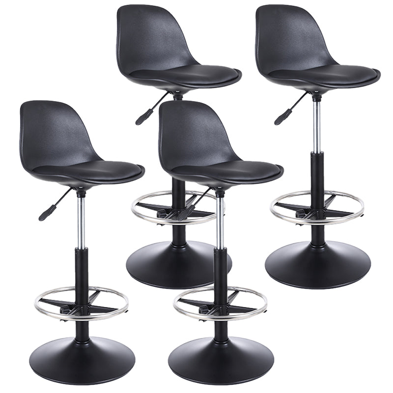 Taburete de bar giratorio de cuero contemporáneo, taburete de bar con respaldo bajo para interiores y patas de hierro