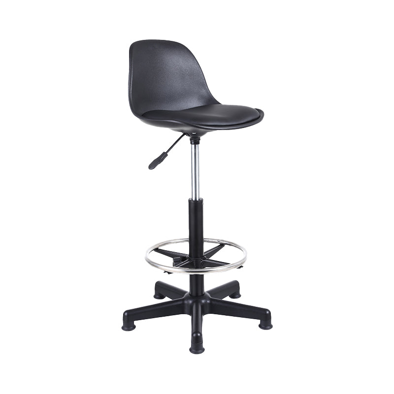 Taburete de bar giratorio de cuero contemporáneo, taburete de bar con respaldo bajo para interiores y patas de hierro