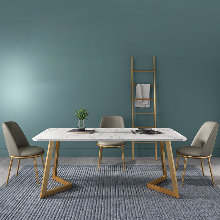 Nordic Glam Style 1/4/5 Pieces Dining Sintered Stone Dining Table Set with Metal Legs