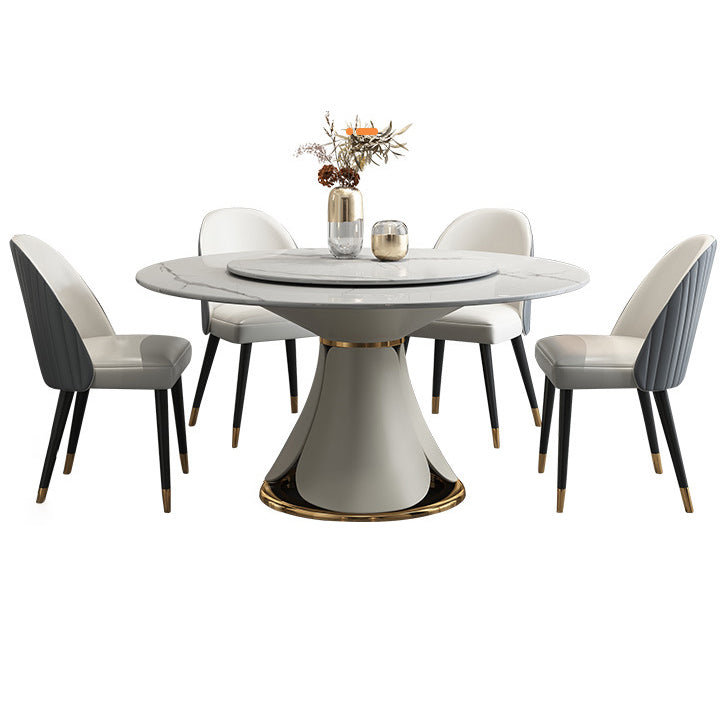 Modern Style 1/4/5/7/9 Pieces Dining Sintered Stone Dining Table Set with Metal Legs