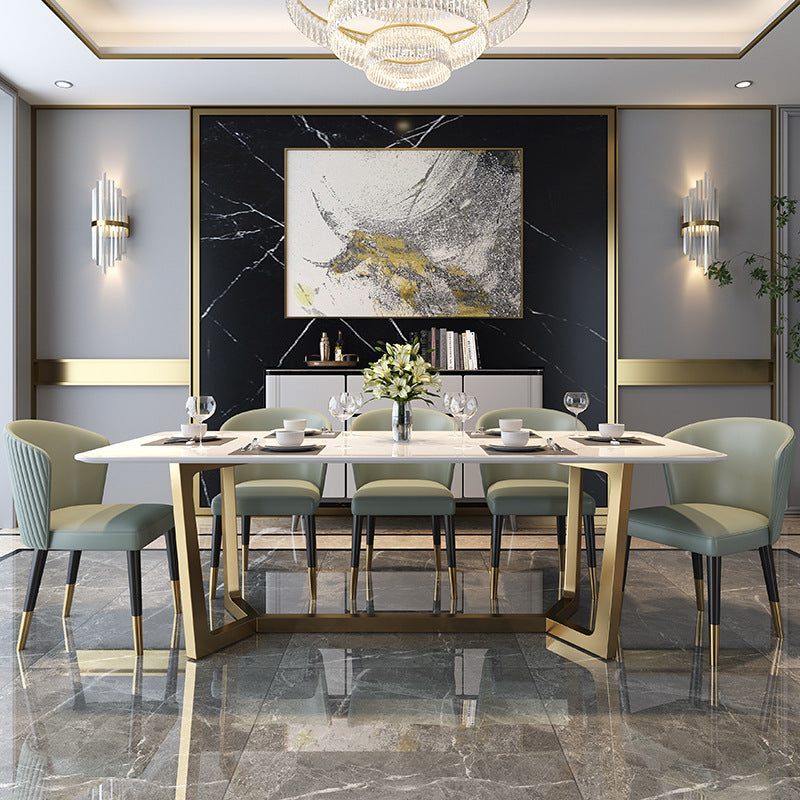 Nordic Glam 1/4/5/6/7 Pieces Dining Sintered Stone Dining Table Set with Metal Legs