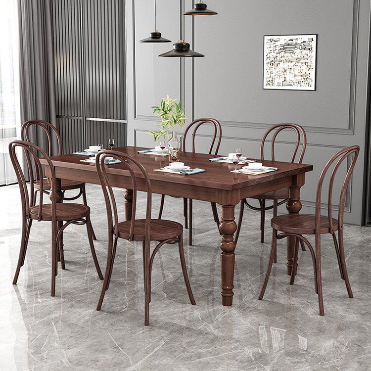 1/4/5/7 Pieces Dining Room Set Traditional Natural 4 Legs Table with Windsor Chairs