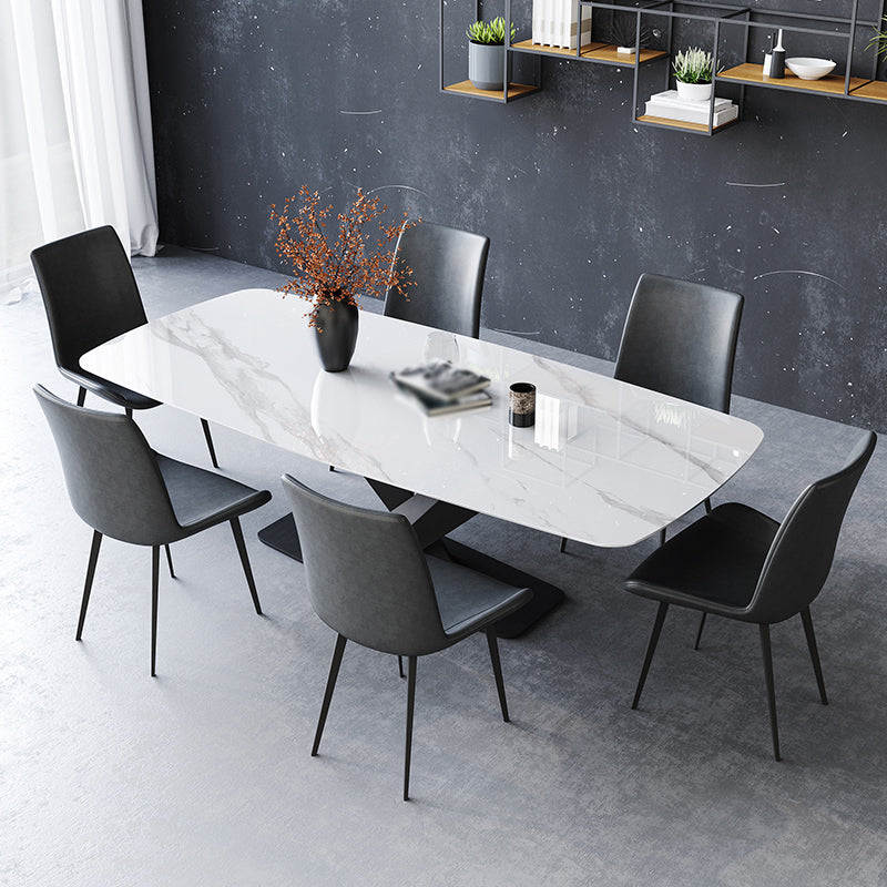 Designer Style 1/5/7 Pieces Dining Set Sintered Stone Dining Table with Leather Chairs