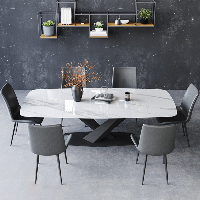 Designer Style 1/5/7 Pieces Dining Set Sintered Stone Dining Table with Leather Chairs