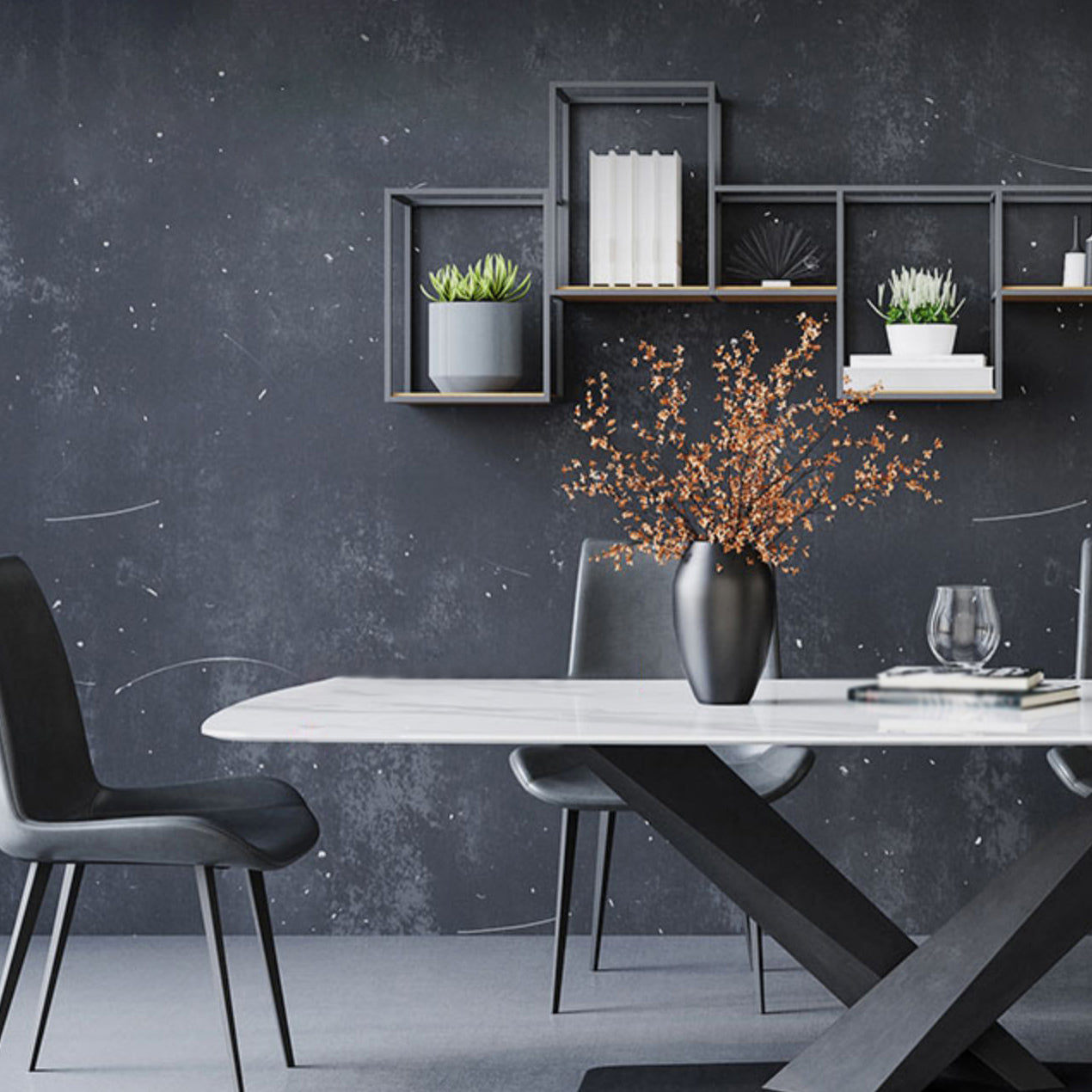 Designer Style 1/5/7 Pieces Dining Set Sintered Stone Dining Table with Leather Chairs