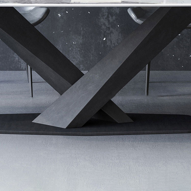 Designer Style 1/5/7 Pieces Dining Set Sintered Stone Dining Table with Leather Chairs